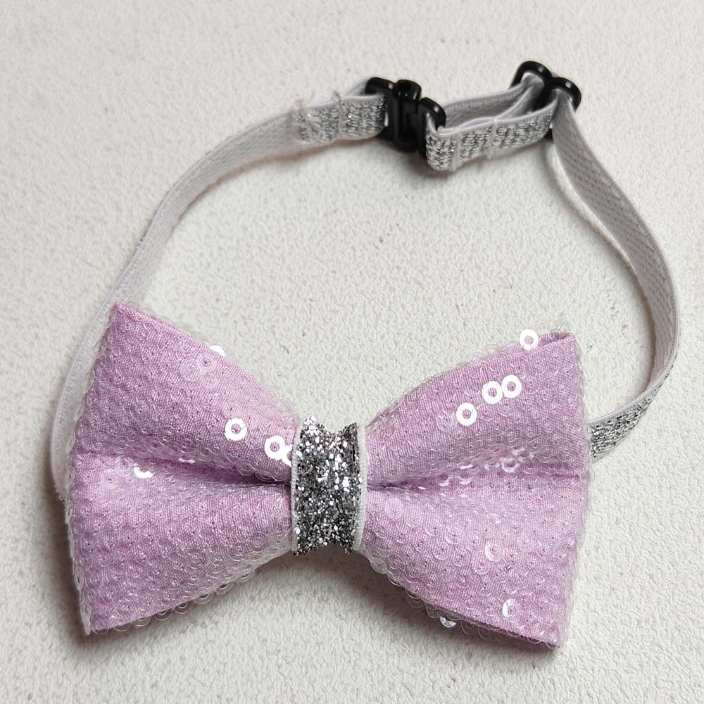 Ventas de la fábrica en stock lentejuelas pajarita PET pajarita avanzada de lentejuelas gato perro arco ajustable accesorios para mascotas