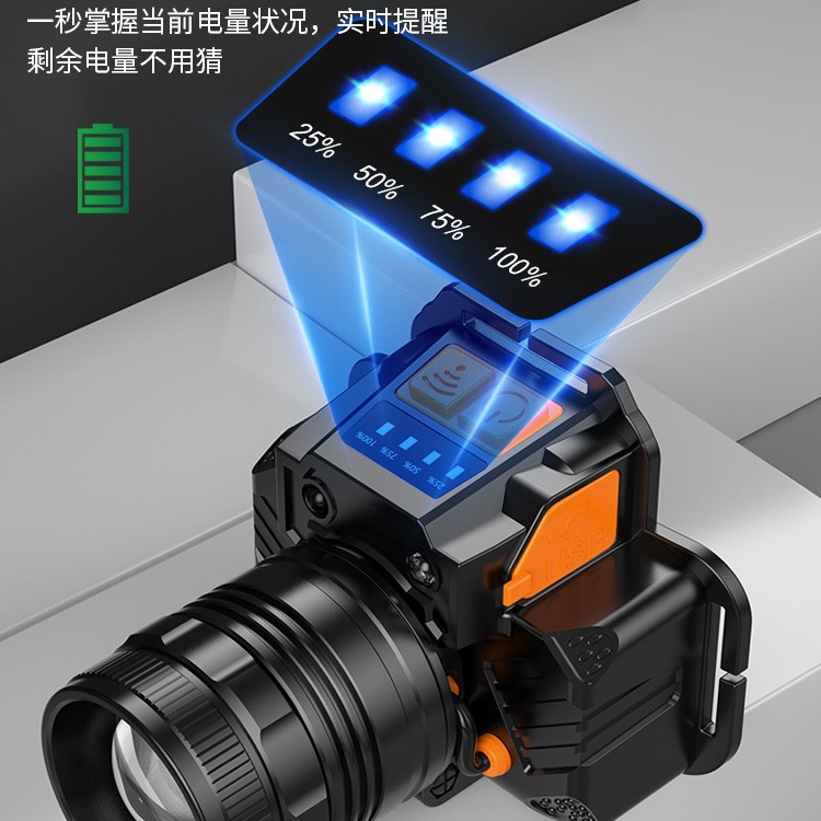 Fuerte luz Super brillante impermeable carga larga resistencia LED al aire libre cabeza-montado pesca noche pesca zoom inducción faro al por mayor