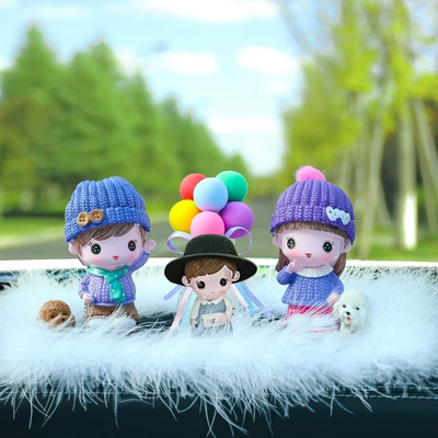 Car Ornaments, Cute Dog – Car ornaments - scarf-couple-heart-boy-color-balloon-big-feather