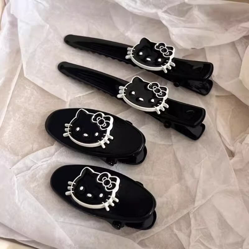 黒い猫のヘアピン！甘い韓国のかわいい前髪クリップ漫画子猫の髪サイドクリップカモノハシクリップヘアアクセサリー|undefined