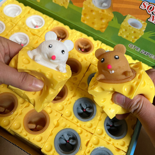 Creative new and unique decompression cute cheese cheese mouse cup pinch music decompression vent ball toy spoof toy