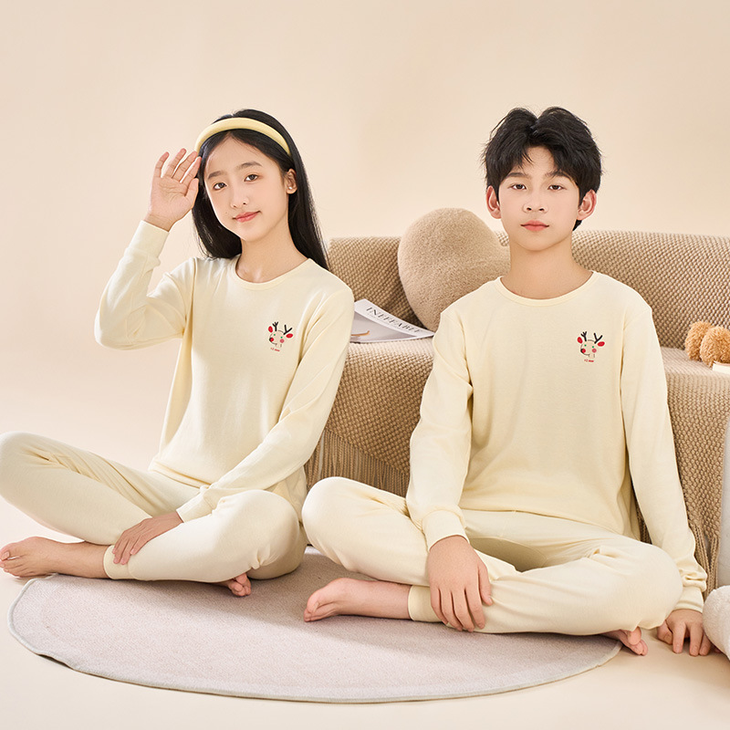 Boys' Autumn Clothes and Long Pants, Kidsren's Thermal Intimates Set, Pure Cotton, Teenagers' Cotton Sweaters, Big Kidsren's and Girls' Cotton Sweaters