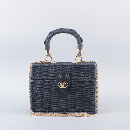 One piece drop shipping 2024 new straw woven bag woven bag women's bag handheld small box bag crossbody bag Japanese and Korean casual bag
