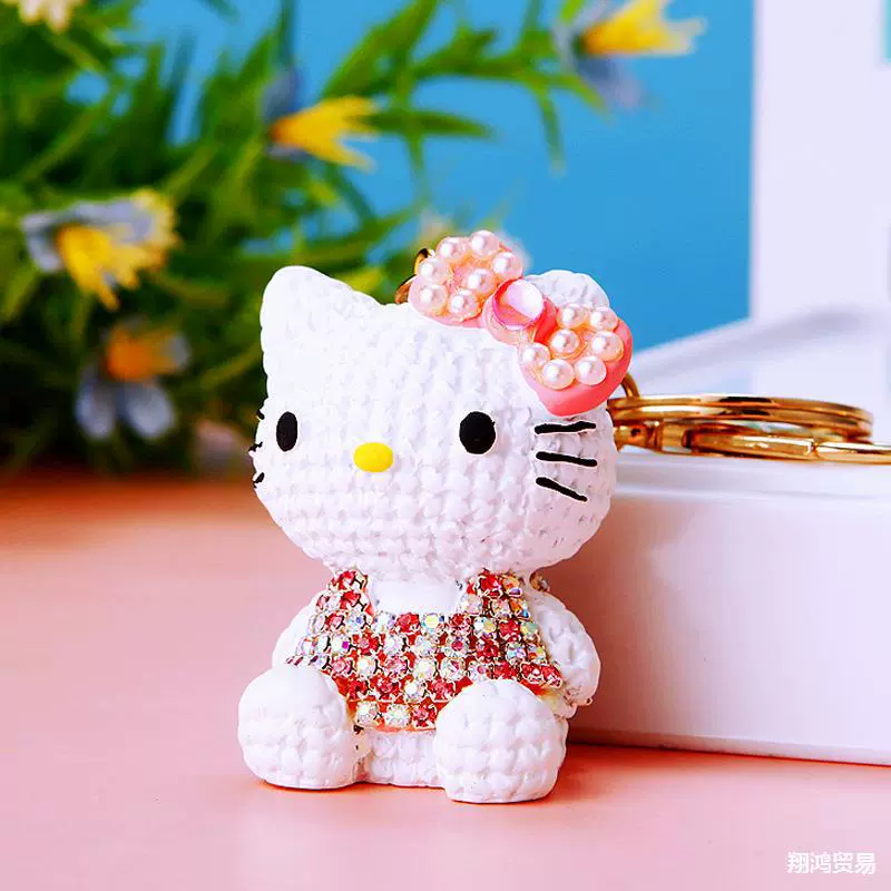 Алмазный мультфильм кошачий автомобиль брелок металлический милый женский сумка подвеска цепочка для ключей кольцо креативная кукольная машина подарок