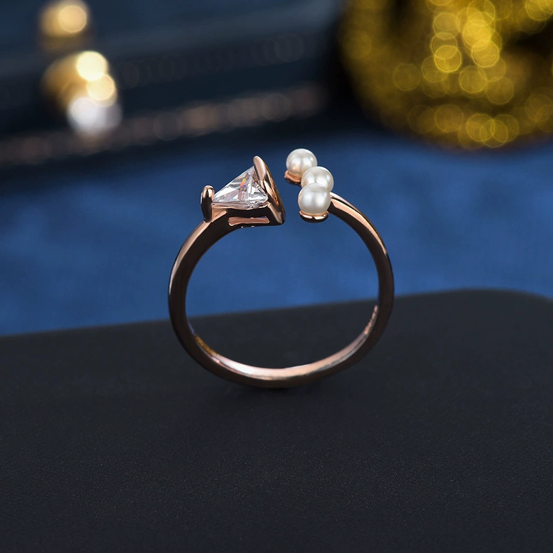 Маленькое органическое кольцо от Pearl, регулируемое украшение, аксессуар, образец серебро 925, простой и элегантный дизайн, на указательный палец
