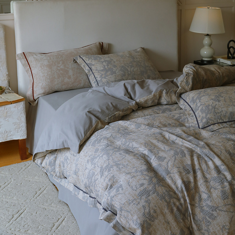 Conjunto de roupa de cama boho em algodão estilo francês jacquard_voghion.com