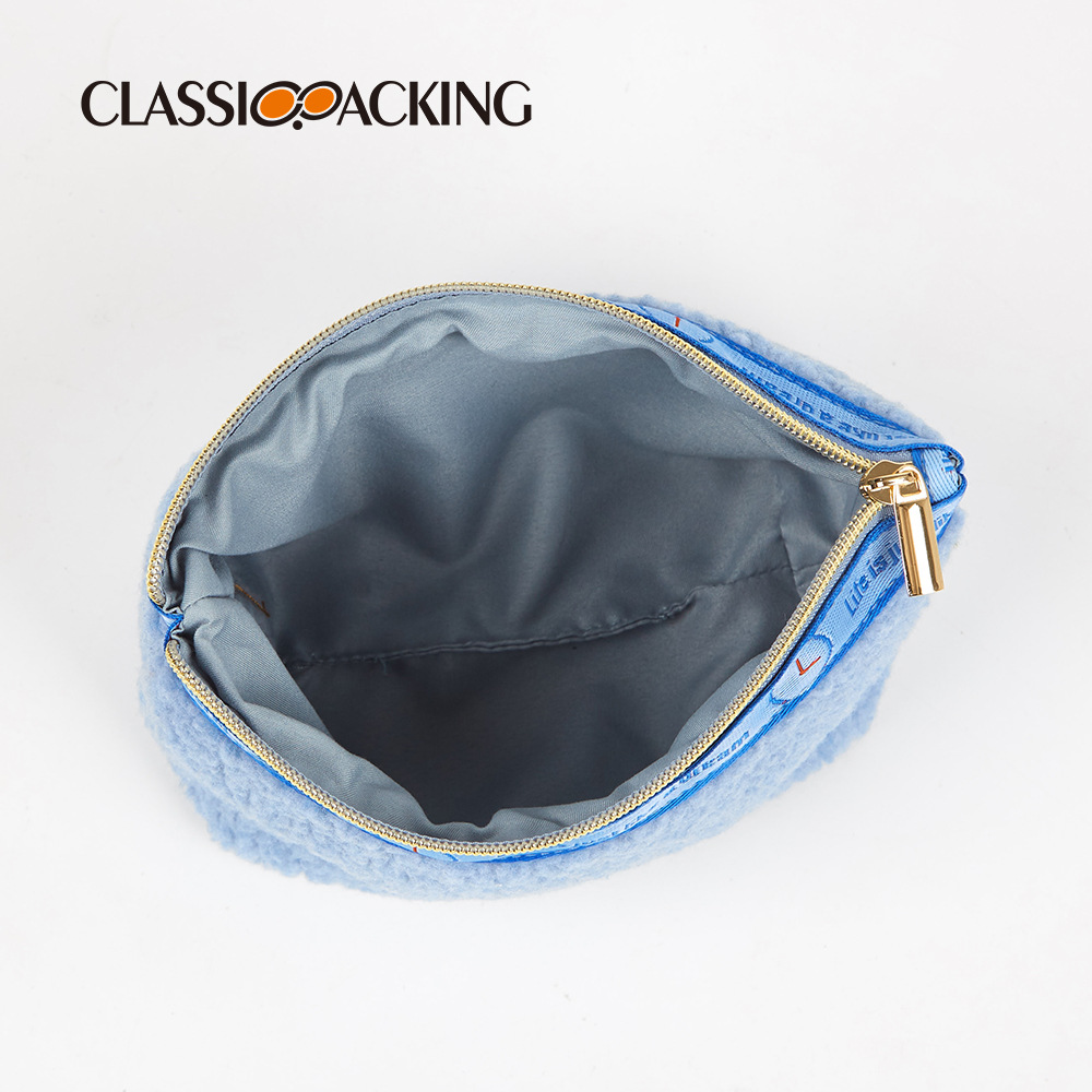 Bolsa de cosméticos de diseño original material de felpa suministros de belleza bolsa de almacenamiento logotipo imprimible bolsa de almacenamiento portátil de viaje