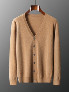 2024 Autumn and Winter New Cashmere Sweater Men's V-Neck plus size Cardigan Warm Business Sweater Knitted Cardigan Jacket