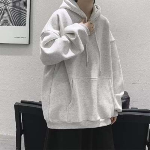 아메리칸 캐주얼 베이직 솔리드 컬러 후드 스웨트 셔츠 남성 가을, 겨울 트렌디 브랜드 플러스 벨벳 루즈 멀티 컬러 탑 재킷 트렌디