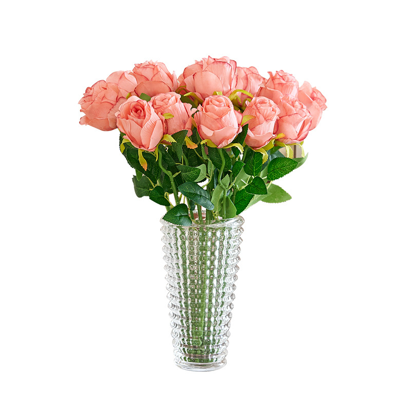 Rosas búlgaras de alta calidad imitación de seda ramo de flores falsas decoración de decoración de la mesa interior de la sala de estar