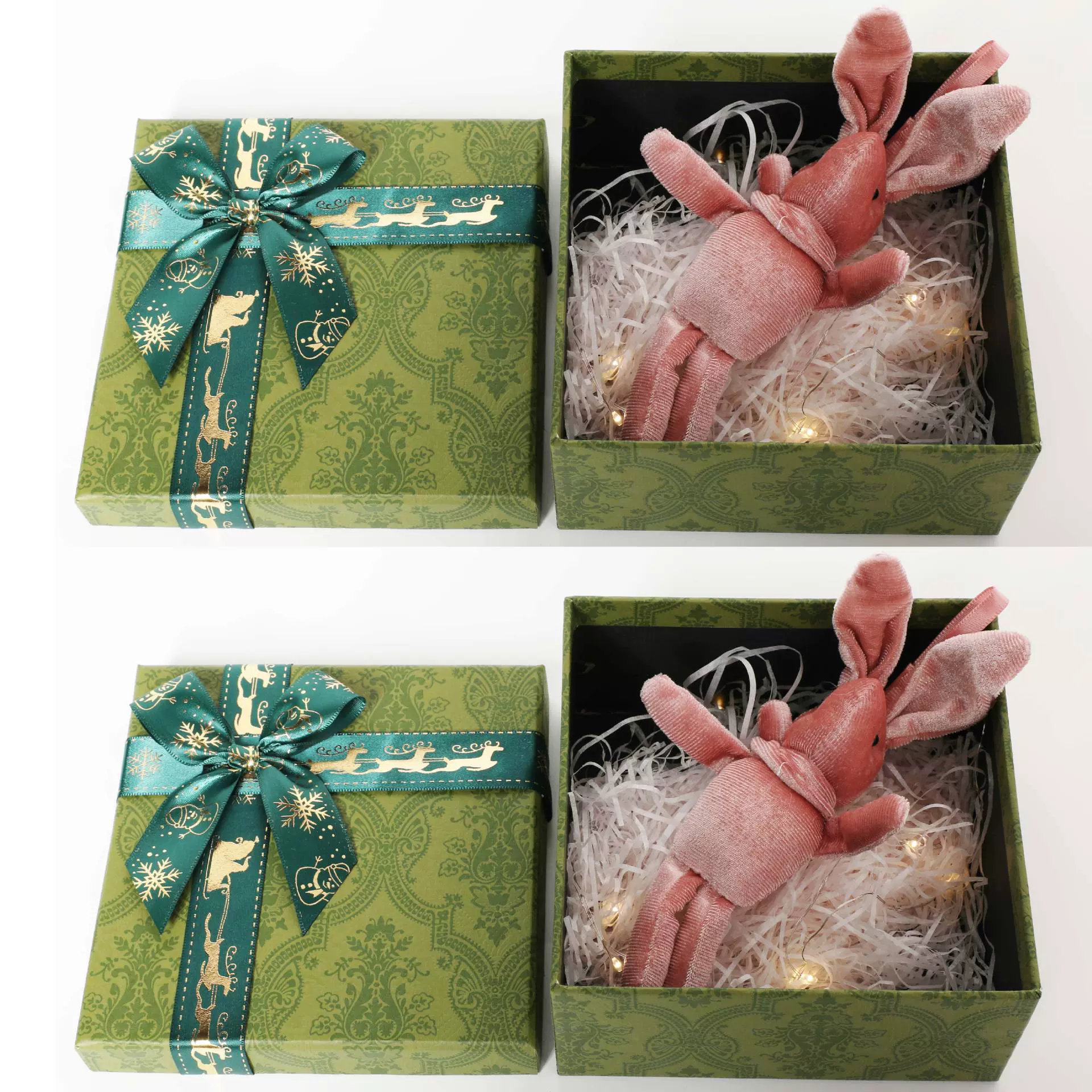 定制复古绿礼品盒大号天地盖硬盒送人生日礼物盒长方形蝴蝶结礼盒