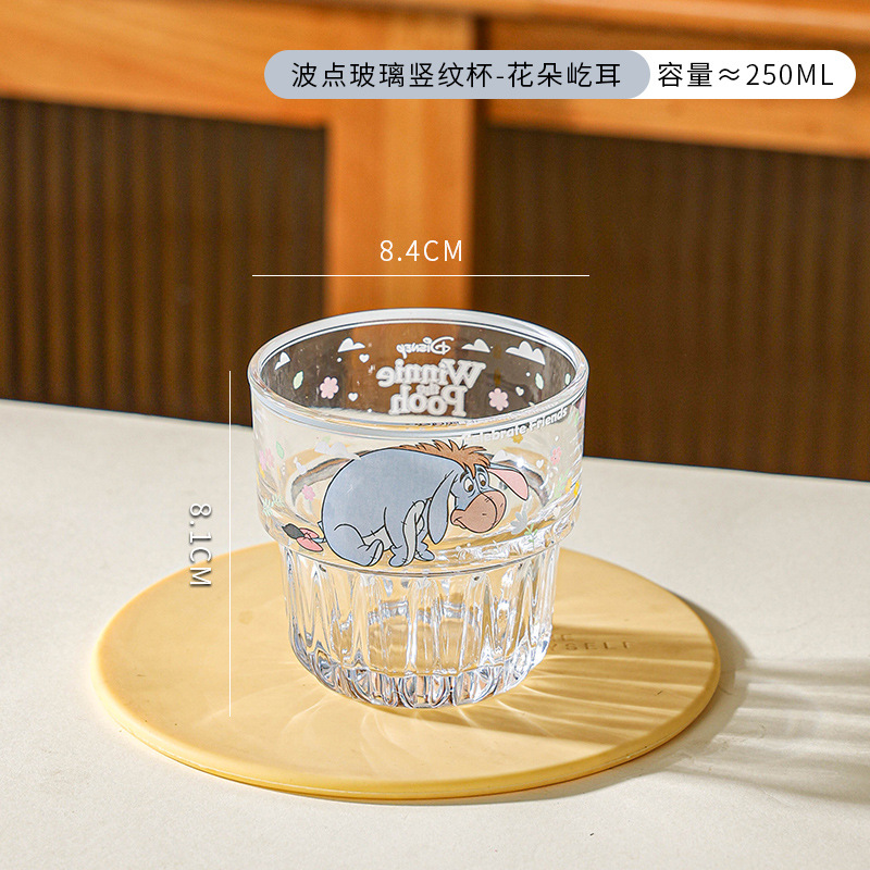 Disney Pooh Stars Club Taza de vidrio Taza de agua de dibujos animados Taza de agua para el hogar femenina de alto valor Taza de agua para el día del niño