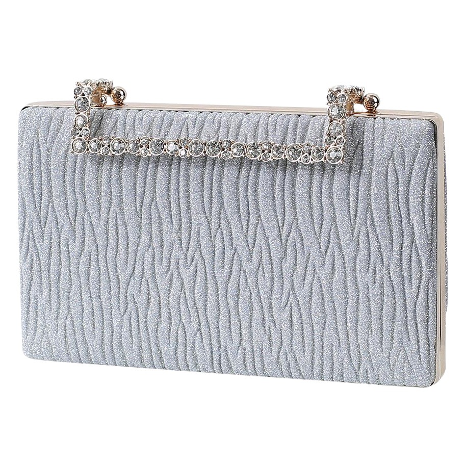 Bolso de noche plisado de moda europea y americana bolso de novia de diamante rojo brillante rosa vestido de banquete bolso transfronterizo Chaozhou fabricante