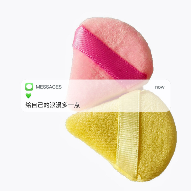メーカー直販 マカロンカラーパウダーパフ5個パック、パウダーフリー、ウェット＆ドライ、小さな三角コットンパフ、扇形コットンパフ|undefined