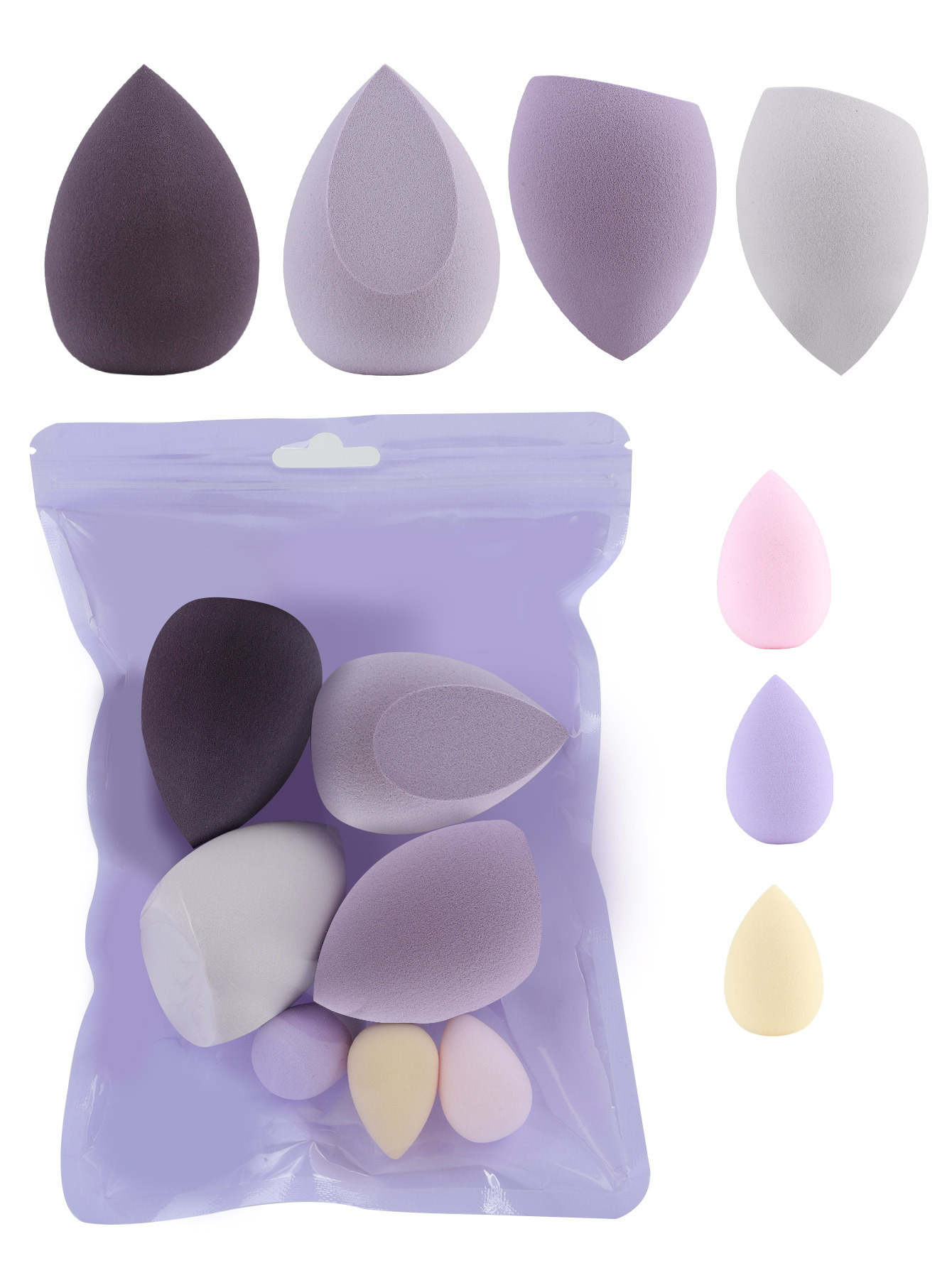 Huevos de maquillaje de macarrón transfronterizos 11 piezas de polvo conjunto de polvo de maquillaje húmedo no comer polvo esponja de maquillaje huevo de maquillaje de color