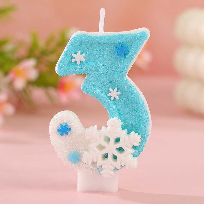 跨境浪漫雪花创意数字生日蜡烛蛋糕手工DIY派对烘焙氛围感装饰品|undefined