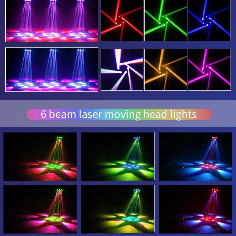 Seis brazos King Kong bola mágica patrón estroboscópico luz láser barra bungee luces de escenario KTV luces flash giratorias sacudeca luz