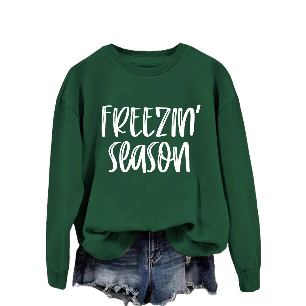 Amazon eBay трансграничный freezin season новый осенний свиток повседневный дикий рукав с длинными рукавами