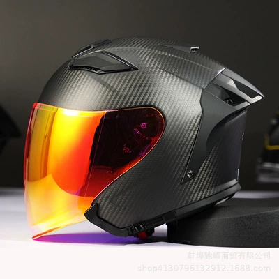 Motosiklet kaskı (dəbilqə) — 3/4 Helmet Electric Vehicle Half - 3k-matte-black-transparent-powder-coated-lenses-m