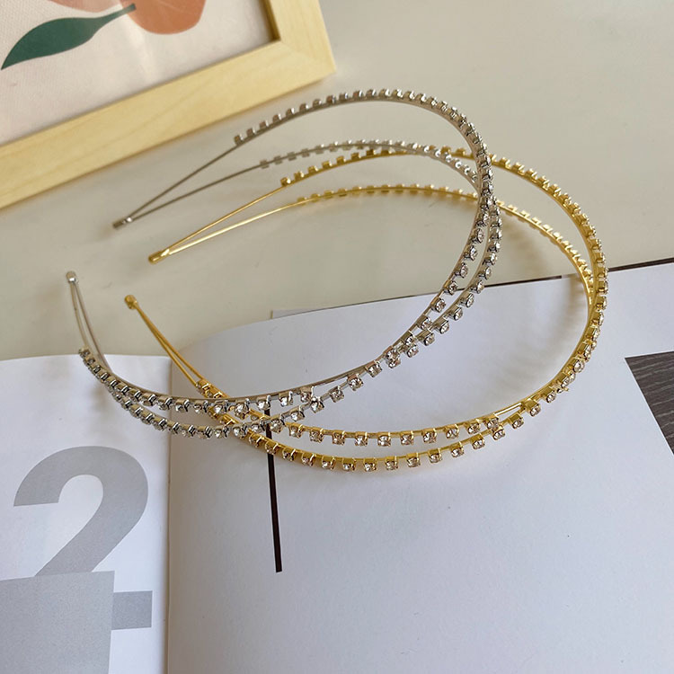 Korean Alloy Rhinestone Cross Thin Headband Wholesale Nihaojewelry display picture 9