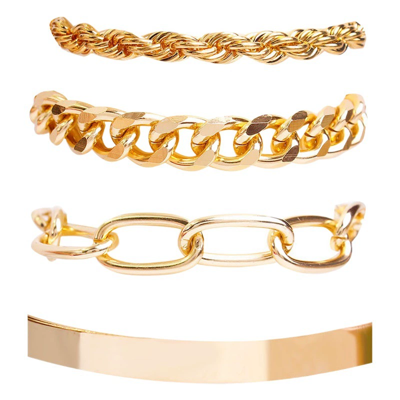 Европейские и американские украшения 4-х частей хип-хоп кубинский браслет панк-металл витая веревка браслет ювелирные изделия