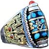 The new nine -eyed Tianzhu ring Tibetan men and women, the cow Dapeng, the six -character mantra of the six -character retro fingerprint ring