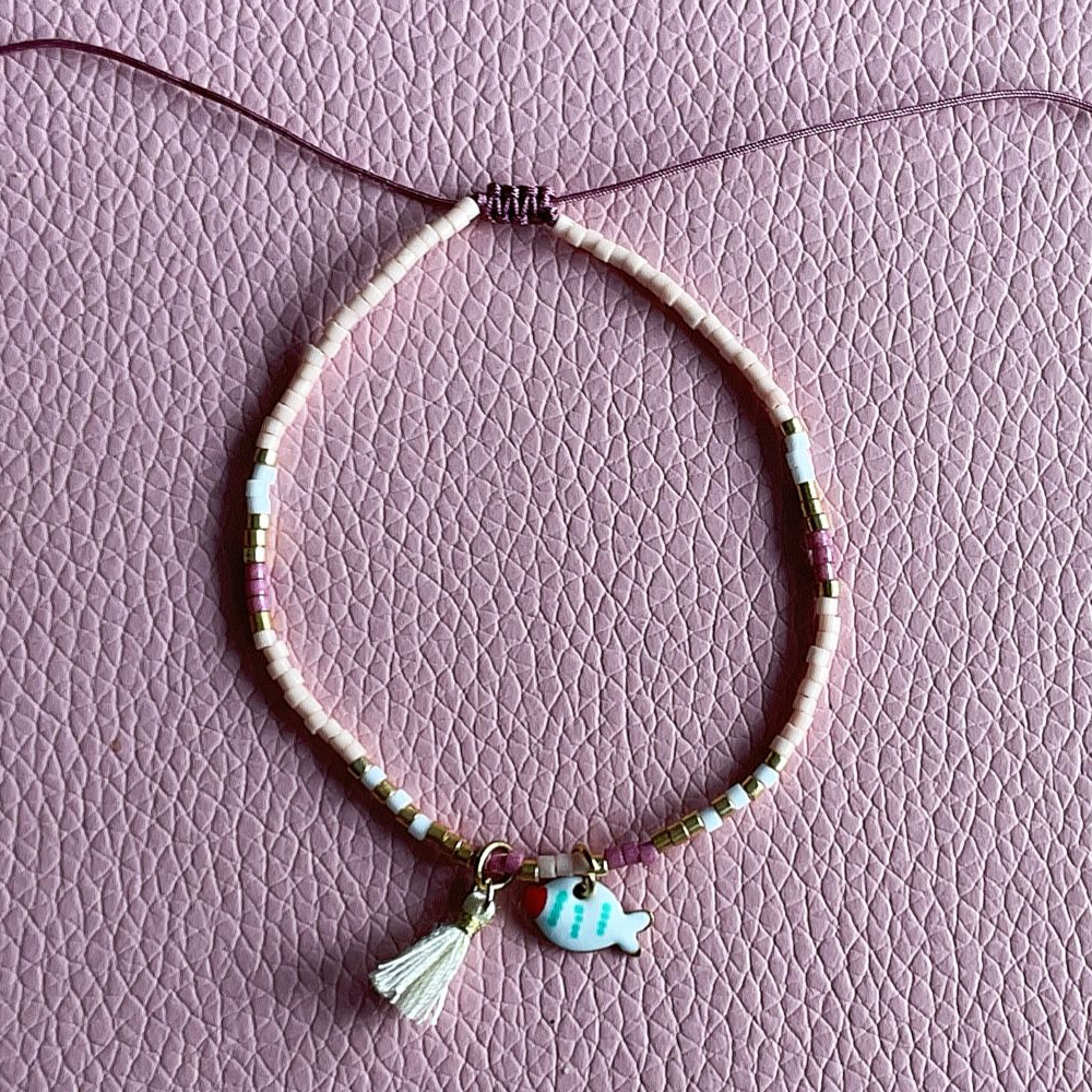 Seed Bead Chain Material 1 Piece Quantity Bohemian Fish Tassel Seed Bead Chain-free Beaded Bracelets Wholesale