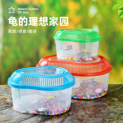 Full box pet turtle tank, water turtle seedlings with terrace, Brazilian tortoise special tank, coconut island tank portable