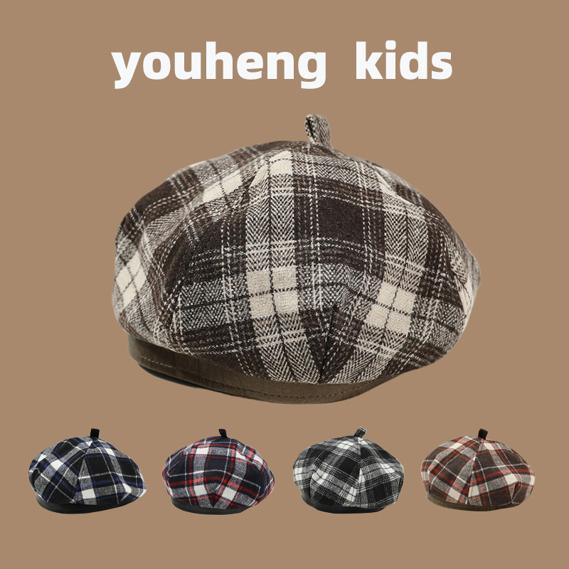 Boina infantil primavera y otoño niñas sombrero de ocho ángulos japonés Harajuku estilo calabaza sombrero de invierno bebé pintor sombrero de moda