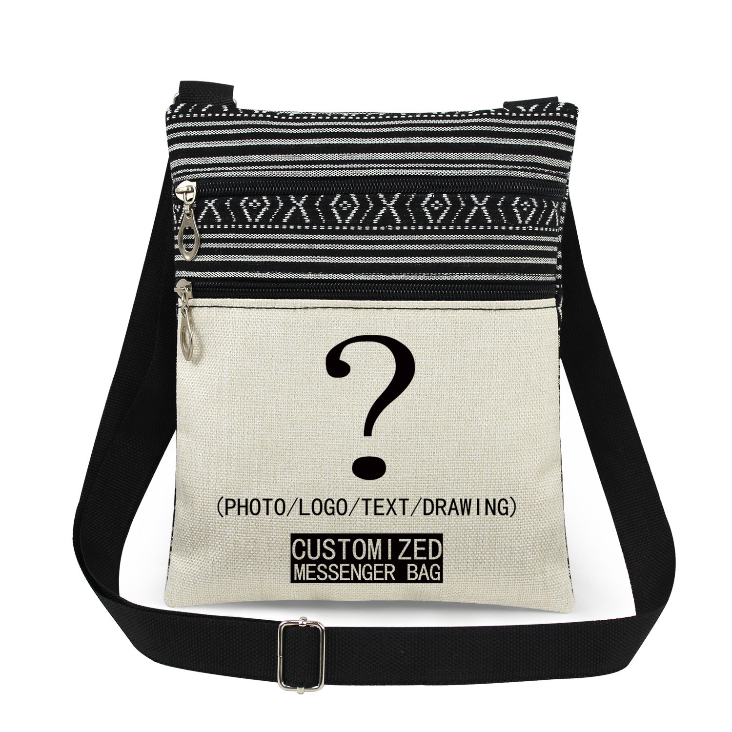 Women's Canvas Human Flower Streetwear Square Zipper Messenger Bag display picture 4