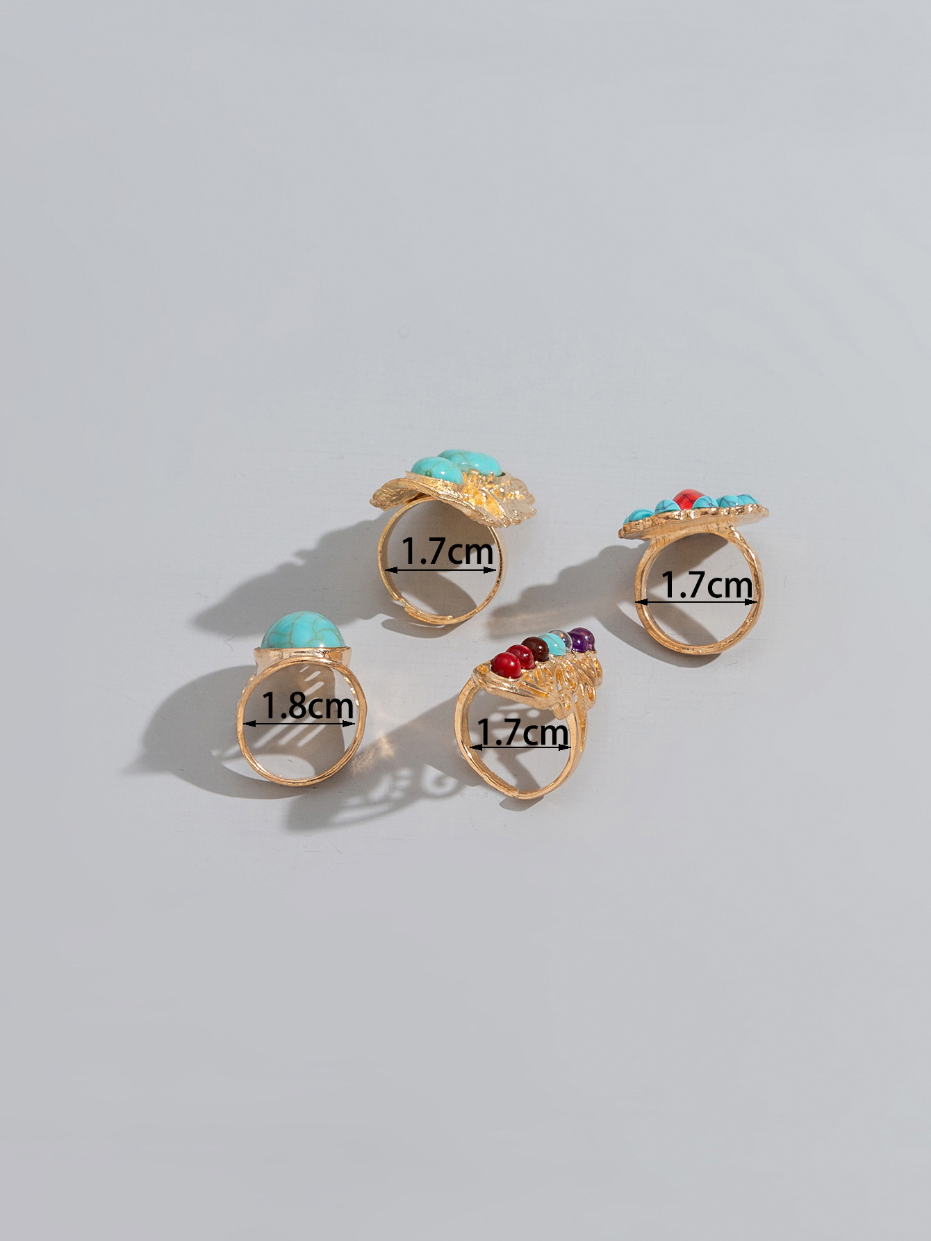 30g Weight December Birthstone Turquoise, Turquoise Inlay Material Open Rings, Rings Classification Adjustable Ring Size 4 Pieces Geometric Open Rings Rings Alloy December Birthstone Turquoise Turquoise Women's Retro Open Rings Rings