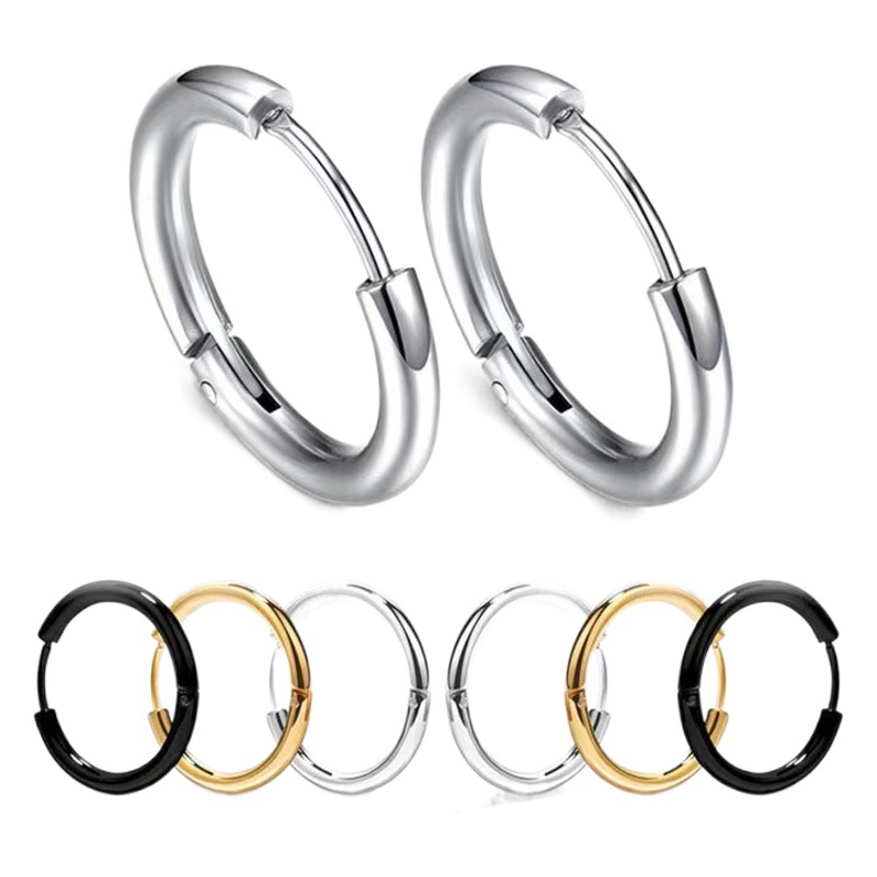 Pendientes tipo espárrago/bobina sin perforación, unisex, estilo coreano