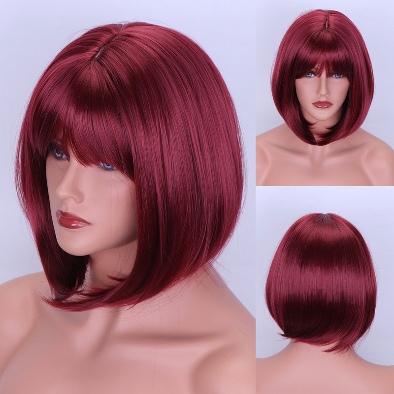 European and American Short Straight Hair Wig with Air Bangs, Bob Style, Fashionable Inward Curl Short Wig, Hot-Selling Manufacturer Wholesale European and American Short Straight Hair Wig with Air Bangs, Bob Style, Fashionable Inward Curl Short Wig, Hot-Selling Manufacturer Wholesale