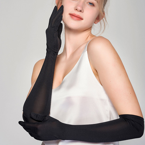 Yue Yue Sunscreen Sleeve Socks for Women, Silk Summer Solid Color Mulberry Silk Driving Sun Shield Long Sleeve Arm Socks for Women