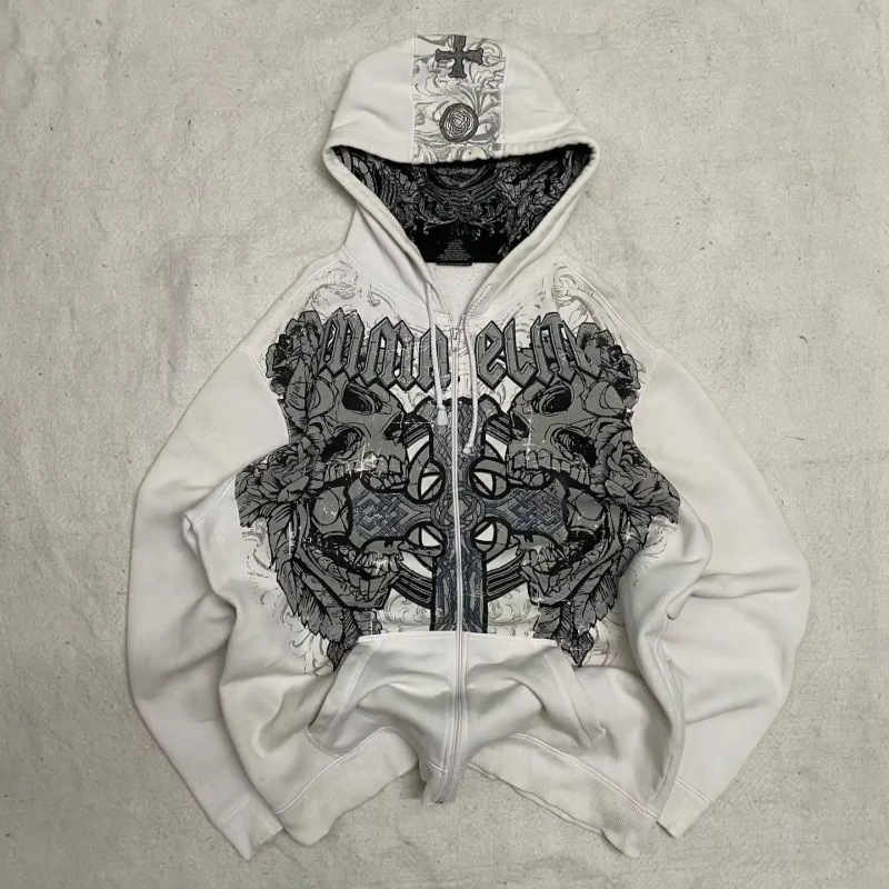 American Y2K New Hip Hop Trend Zipper Hoodie Women's Street Casual Loose Clown Retro Sweatshirts for Men and Women American Y2K New Hip Hop Trend Zipper Hoodie Women's Street Casual Loose Clown Retro Sweatshirts for Men and Women