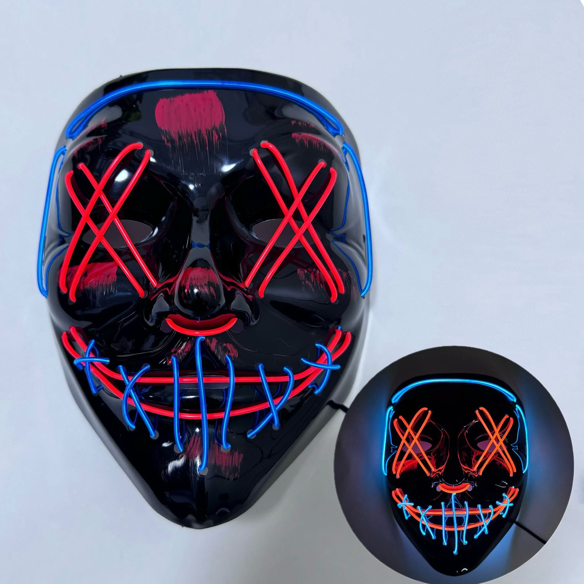 Europea y Americana transfronteriza LED de Halloween negro V vendetta Máscara Luminosa hecho a mano al por mayor de La Danza del Fantasma Máscara de Luz Fría