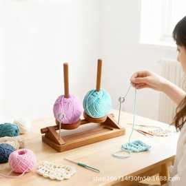 木制毛线轴编织工具木架收纳木制圆柱支架线轴架多功能置物架