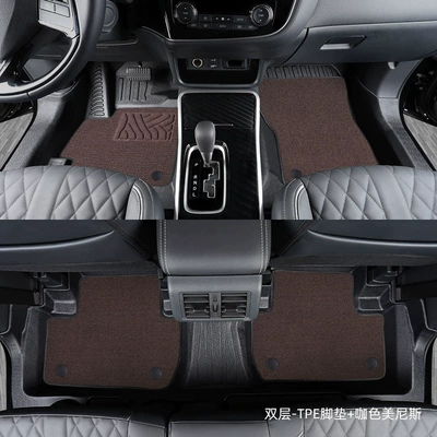 23 special Mitsubishi Triton carpet – Modelə uyğun ayaqaltı - lc2002014-2026-seven-seater-double-layer-tpe-floor-mats-brown-carpet