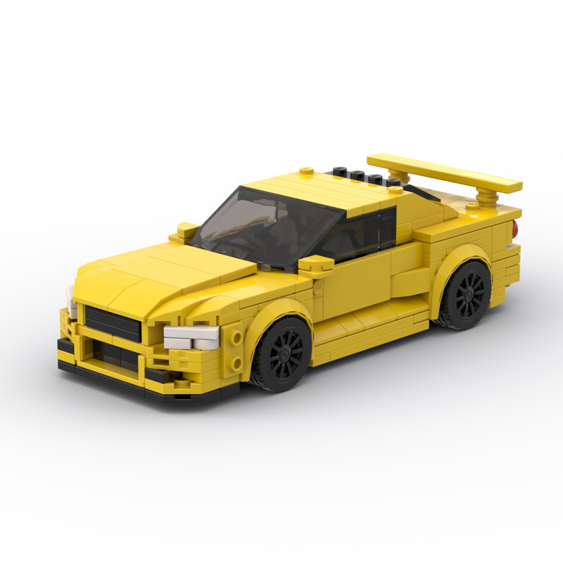 Cross-Border Hot Selling Eight-Compartment Car Nissan R34 Skyline Gtr Compatible with Lego Kidsren's Building Block Set
