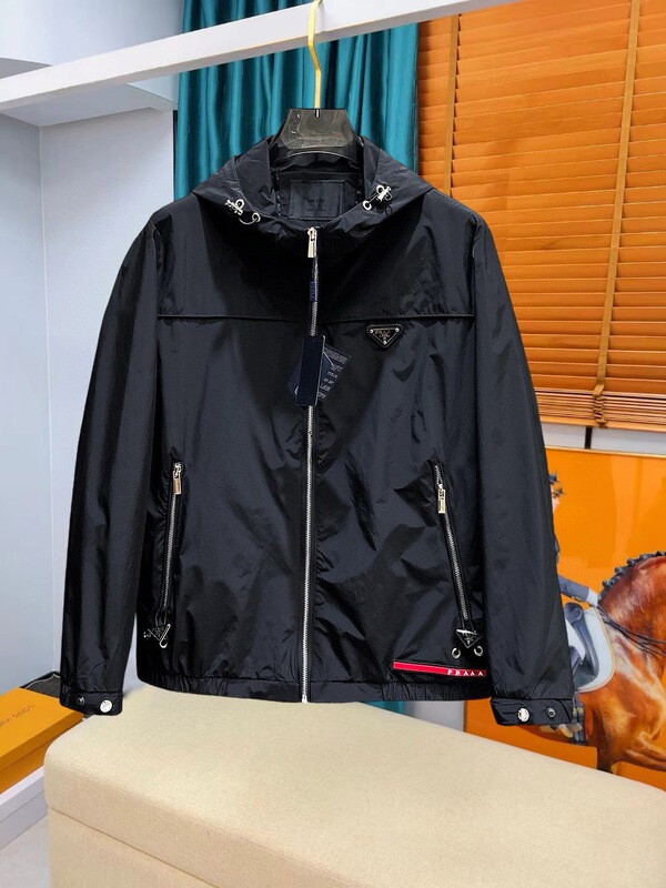 1.1 Correct Version Miu Autumn/Winter New Pujia Pra Three-Dimensional Letter Triangle Logo Blcg Hooded Tb Jacket for Men