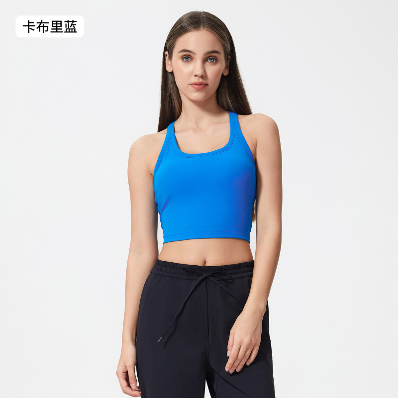 夏の新型裸感胸パッド付きスポーツ下着女性高強度防振フィットネスヨガチョッキ上着S2081|undefined