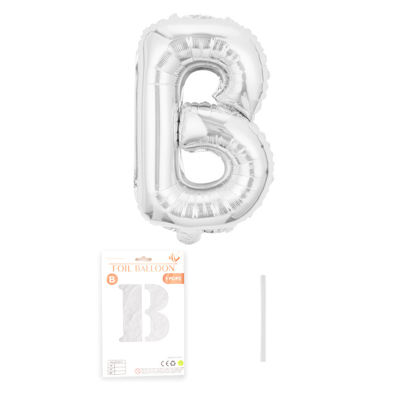 16 pulgadas alfabeto inglés tarjeta de papel independiente embalaje película de aluminio globo decoración de fiesta de cumpleaños diseño papel de aluminio globo al por mayor