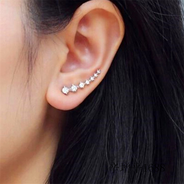 Fashion Geometric Sterling Silver Plating Metal Inlaid Zircon Zircon Earrings Ear Studs