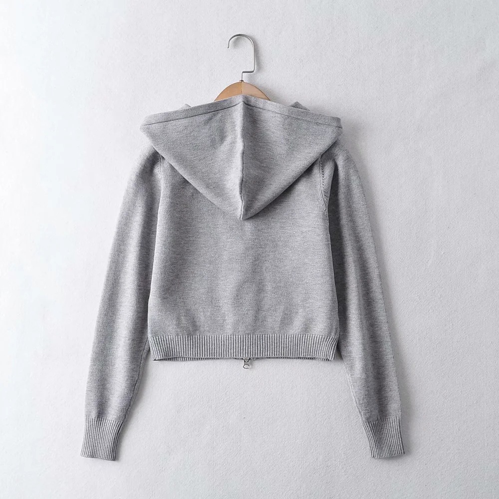 zipper hooded short coat NSHS36984