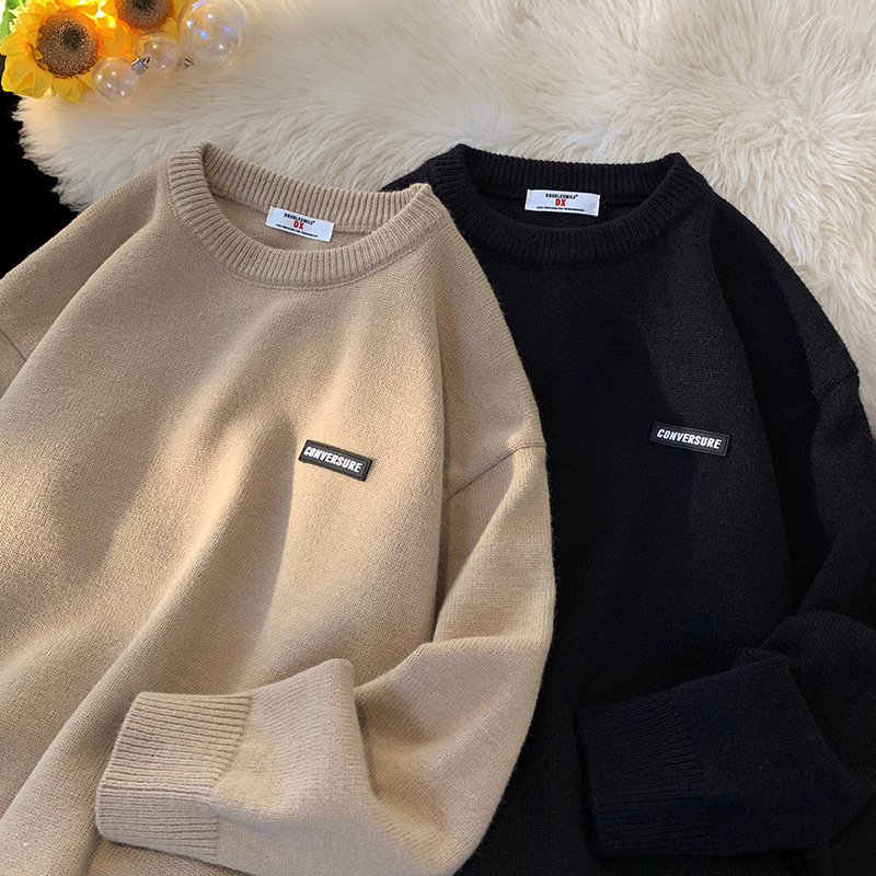 2024 New Arrival Careless Crewneck Sweater Men's Autumn and Winter Lazy Fashion Brand Loose Japanese Style Retro Knitted Sweater Jacket Sweater