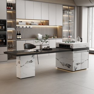 Island Table Dining Table Home Slate Retro Mid-Century Style Retractable Inverted Table Integrated Kitchen Guide Table