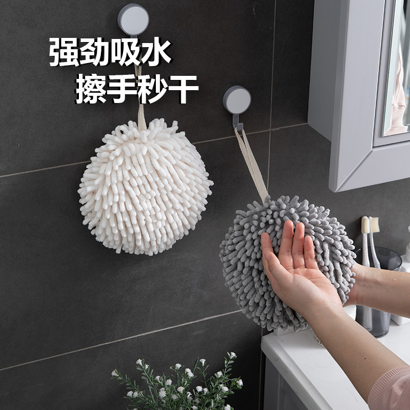 Hanging Chenille Wipe Handball Absorbent Quick-drying Thickened Light Luxury Cute Hand Towel Kitchen Bathroom Adult Baby Universal