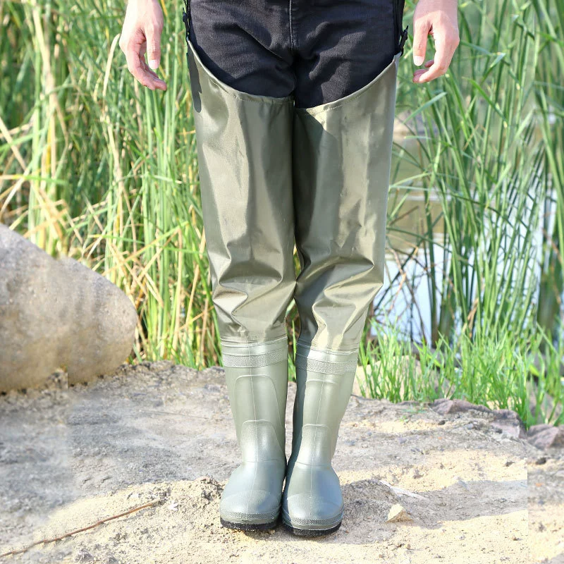Фабрика Прямая продажа ПВХ нейлоновая нога брюки Водонепроницаемые брюки Нижние брюки Рыболовные штаны Нейлон войлочная подошва среднего и высокого уровня воды