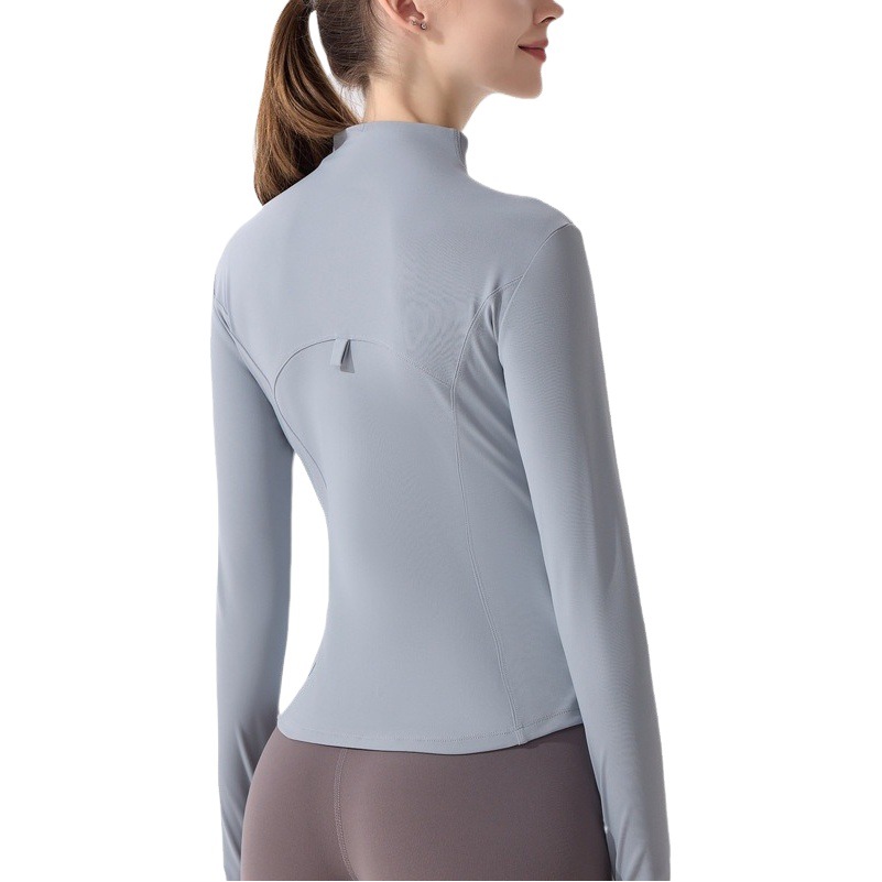Cross-Border Yoga Jacket for Women, Quick-Dry Tight-Fitting Clothing, High-End Yoga Wear, Long-Sleeve Lulu Top, Fitness Sports Jacket