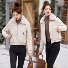 格纹冬季加绒款皮毛一体毛领皮衣保暖绵羊皮短款外套品牌专柜女装